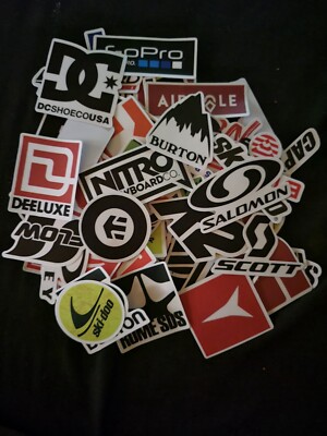 60 Pcs Snowboard & Sking Sticker Lot -Burton, K2, Nitro, Oakley.      No Repeats