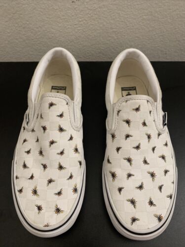 Vans Custom Checkers Fly White Slip On Men's Shoes Size 6