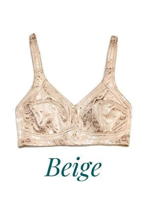 Women Satin Full Coverage Comfort Unlined Wireless Wire Free Mama Bra B C D Cup