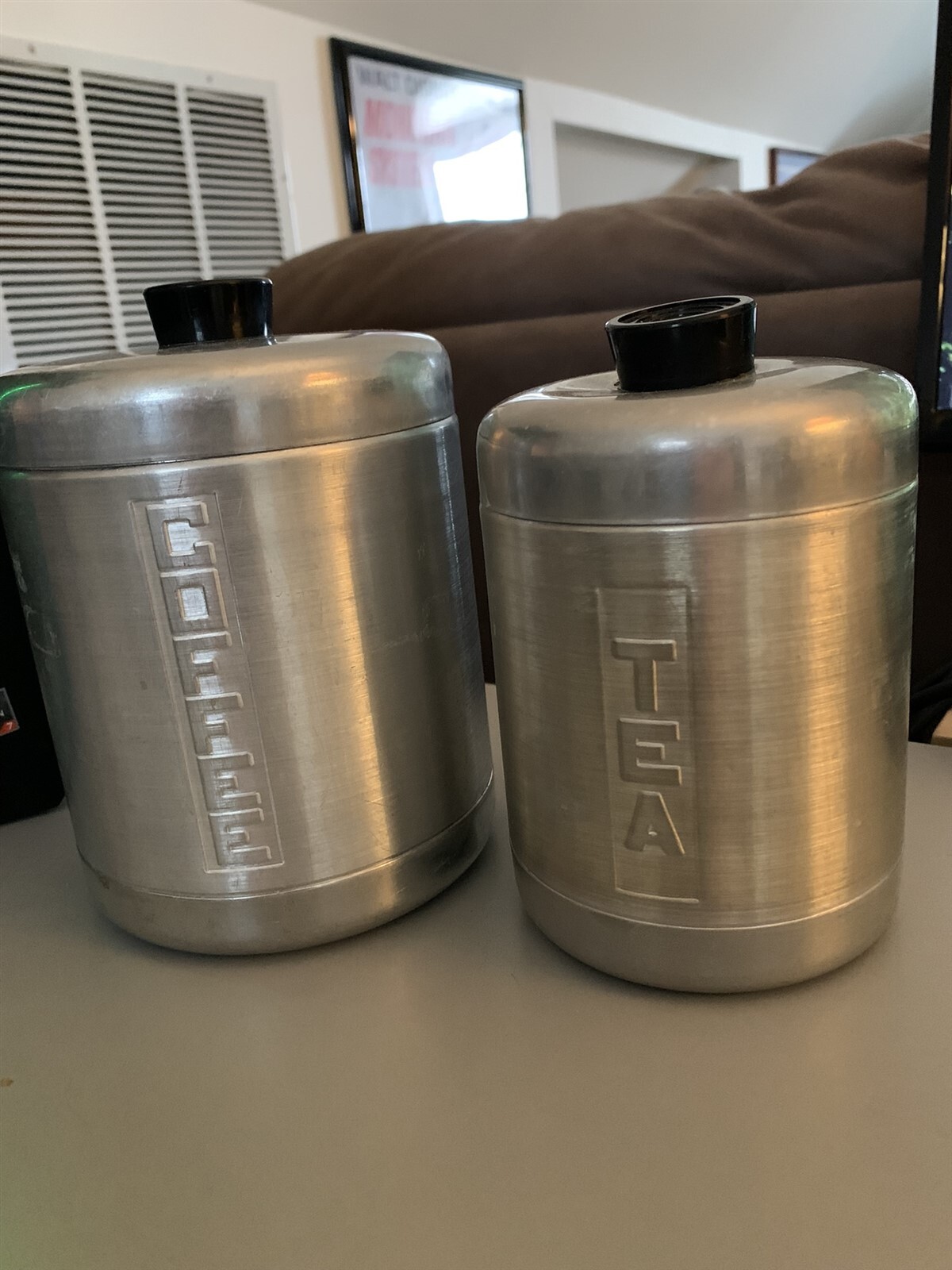 Vtg ALUMINUM CANISTERS by Century Aluminumware, Coffee & Tea