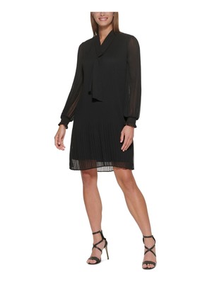 DKNY Женское официальное платье прямого кроя длиной выше колена черного цвета на подкладке 10