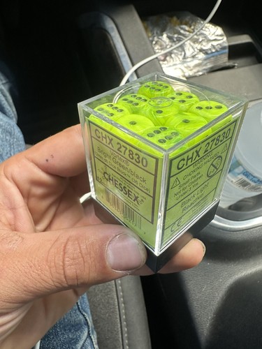 Chessex Dice (36) Block Sets 12mm D6 Vortex Bright Green