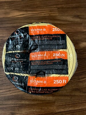 COPPERWELD 10/2 NM-B 250 ft, Copper Clad Aluminum, Non-Metallic Sheathed Cable.
