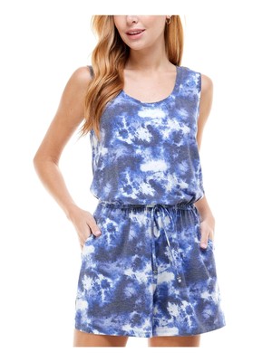 Женский синий комбинезон без рукавов с круглым вырезом и эластичным принтом KINGSTON GREY XXS