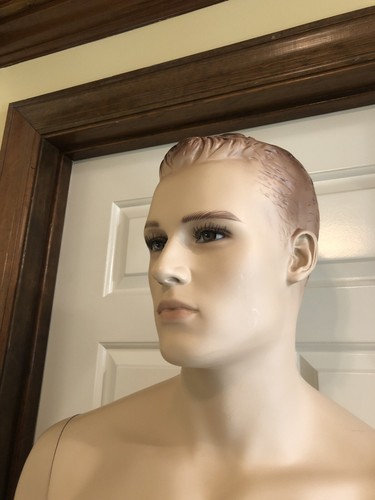 Male Fiberglass Realistic Mannequin with Molded Hair Dress From Display #MZ-WEN2