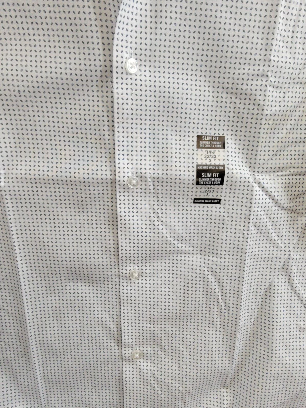 Calvin Klein Steel Plus Slim Fit Stretch Dress Shirt Men's 14.5 32-33 White/Blue - Picture 9 of 16