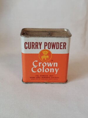 Crown Colony Brand 1960s Curry Powder 1.5oz Spice Tin
