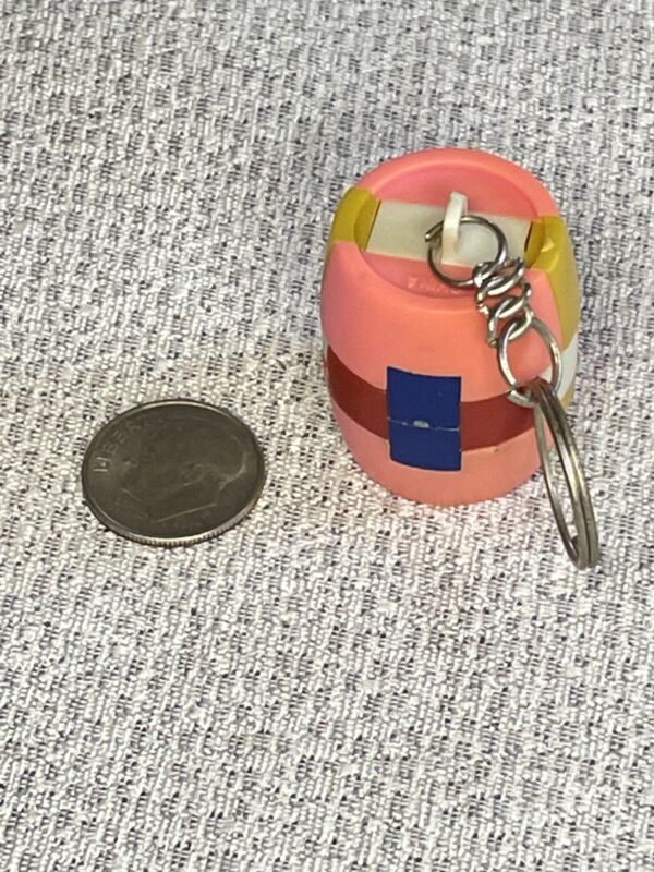 Vintage Toy Barrel/Keg 5 Color Plastic Keychain Puzzle