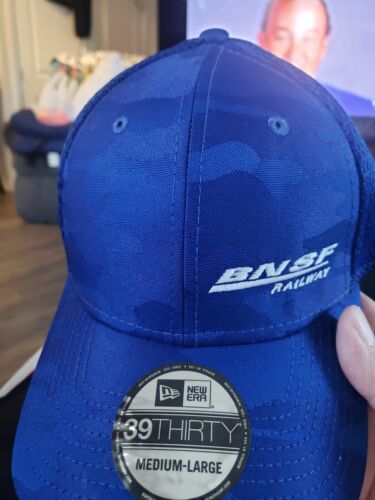 BNSF Railway Hat , Flex Fit , Blue Camo , Size Medium/Large