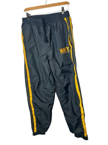 Vintage US Navy Military Blue Yellow Nylon Track Pants Zip Vintage US Navy Military Blue Yellow Nylon Track Pants Zip