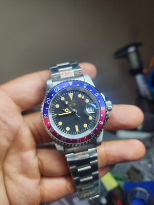 Seiko 5 Vintage GMT Pepsi Build MOD GMT Marine Master Nh34 Automatic