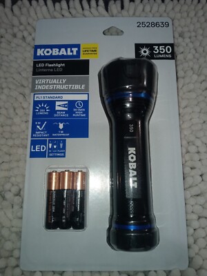 eNew Kobalt LED Flashlight 350 Lumens Unopened Box + Batteries
