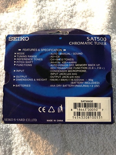 SEIKO CHROMATIC TUNER SAT500 NEW