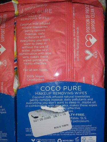 2 lot Pacifica Coco Pure Makeup Removing Wipes With Coconut Milk 30 Count Pack