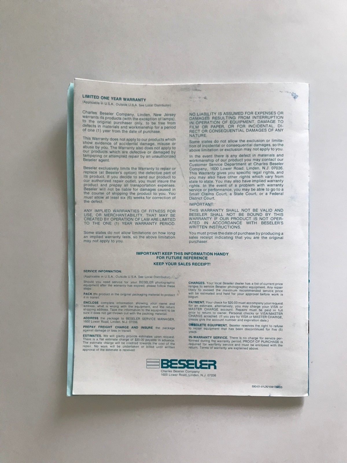 Beseler 23CII XL Manual