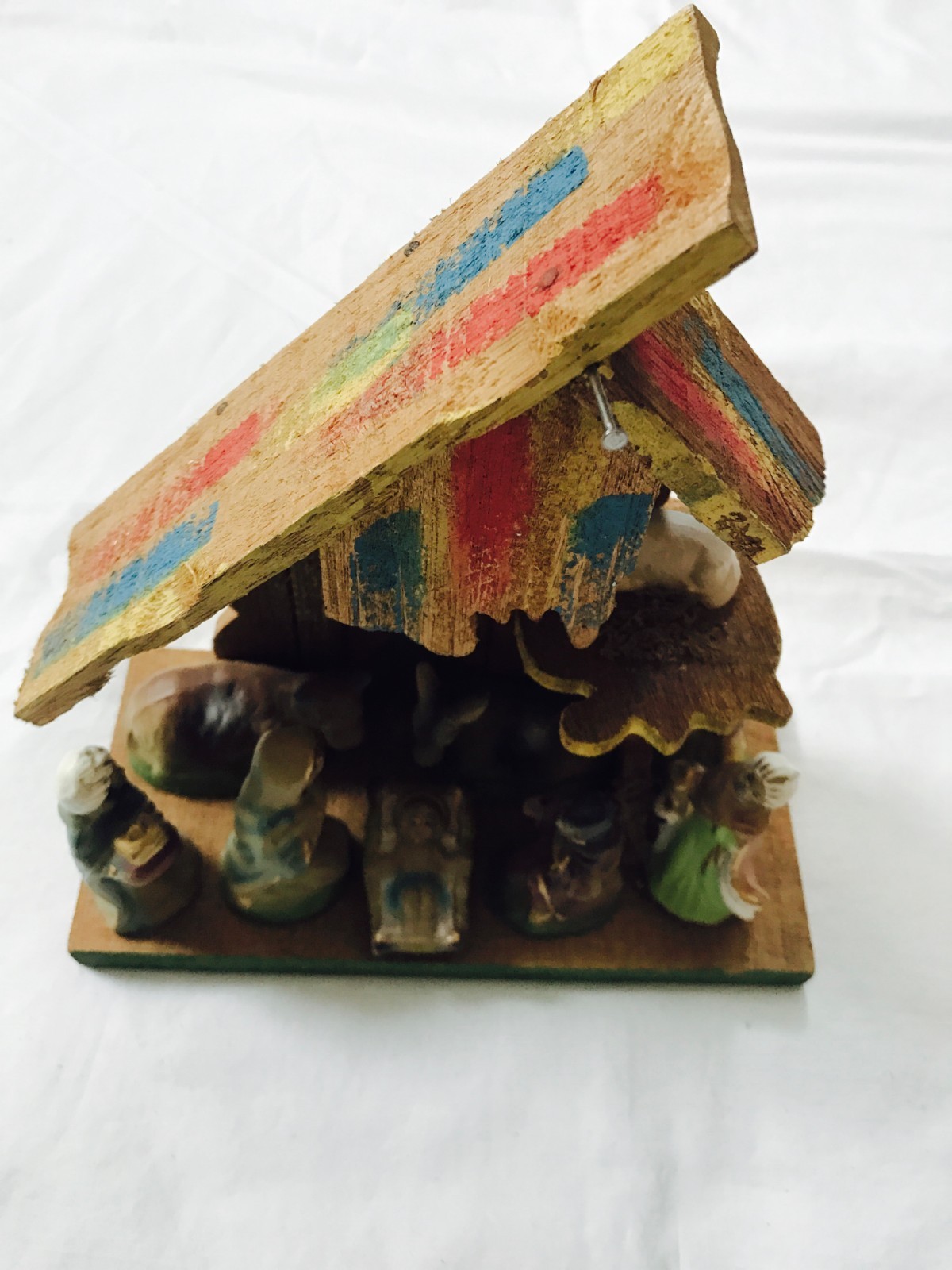 Vintage Made in JAPAN Hand Painted Wood NATIVITY & CRECHE Trimont Ware Children