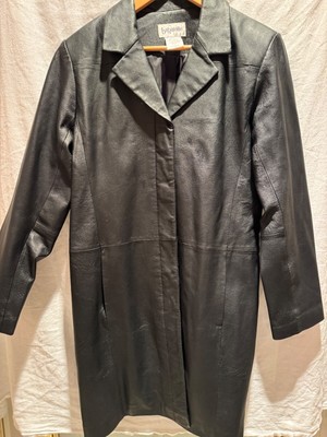 BAGATELLE SIZE LARGE Black Leather Hidden Button Up Side Pockets Back Slit Lined