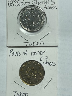 U. S. DEPUTY SHERIFF'S ASSOCIATION BACK THE BLUE PAWS OF HONOR K9 HEROES TOKENS