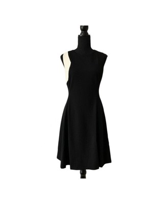 

DKNY Женское черное вечернее платье выше колена без рукавов + расклешенное платье, Черный