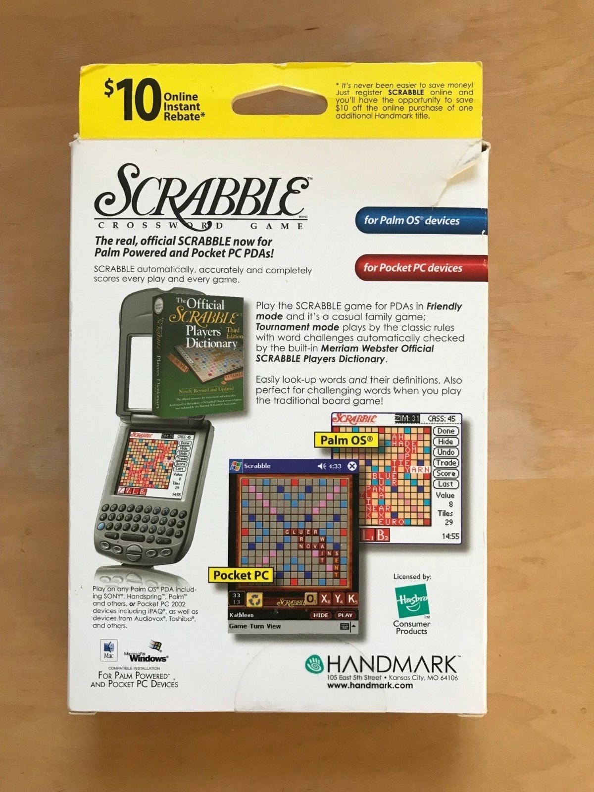 Palm OS / Pocket PC Scrabble Crossword Game Vintage Software