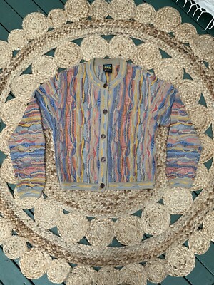 EMAROO Pure Wool 3D Knit Cardigan XL Vintage 90s