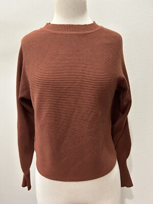 Pink Rose Ribbed Sweater Knit Pull Over Rust Fall Med Weight  Sz S