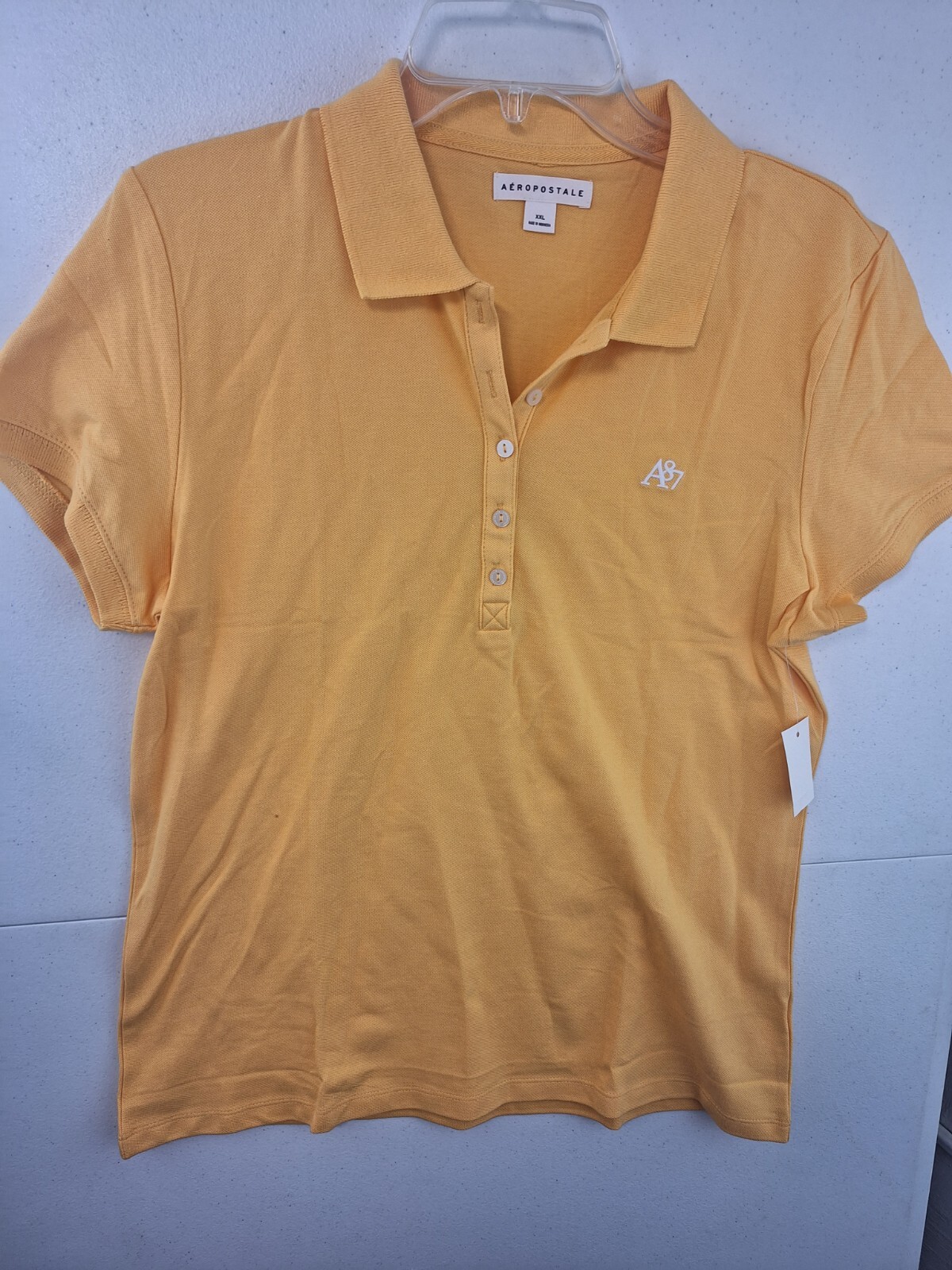Lot of 3 Aeropostale Women's XXL Yellow A87 Pique Polo Shirt NWT