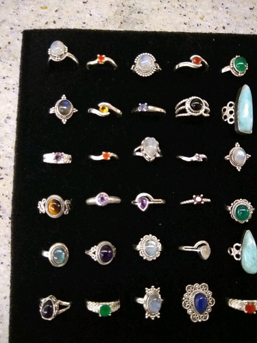 925 Sterling Silver Lot Of 72 NEW Rings  270+ Grams ...TURQUOISE and more! Lot c