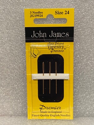 John James Size 24 Tapestry Petites Gold Plated Needles (3) *NEW* DTA