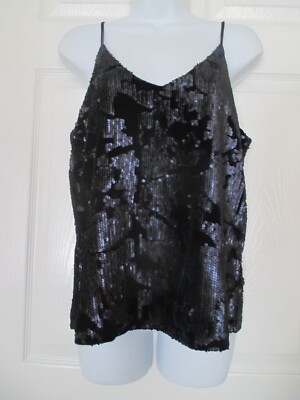 RO & DE Navy & Black Sequin Cami Top Size S  NWT