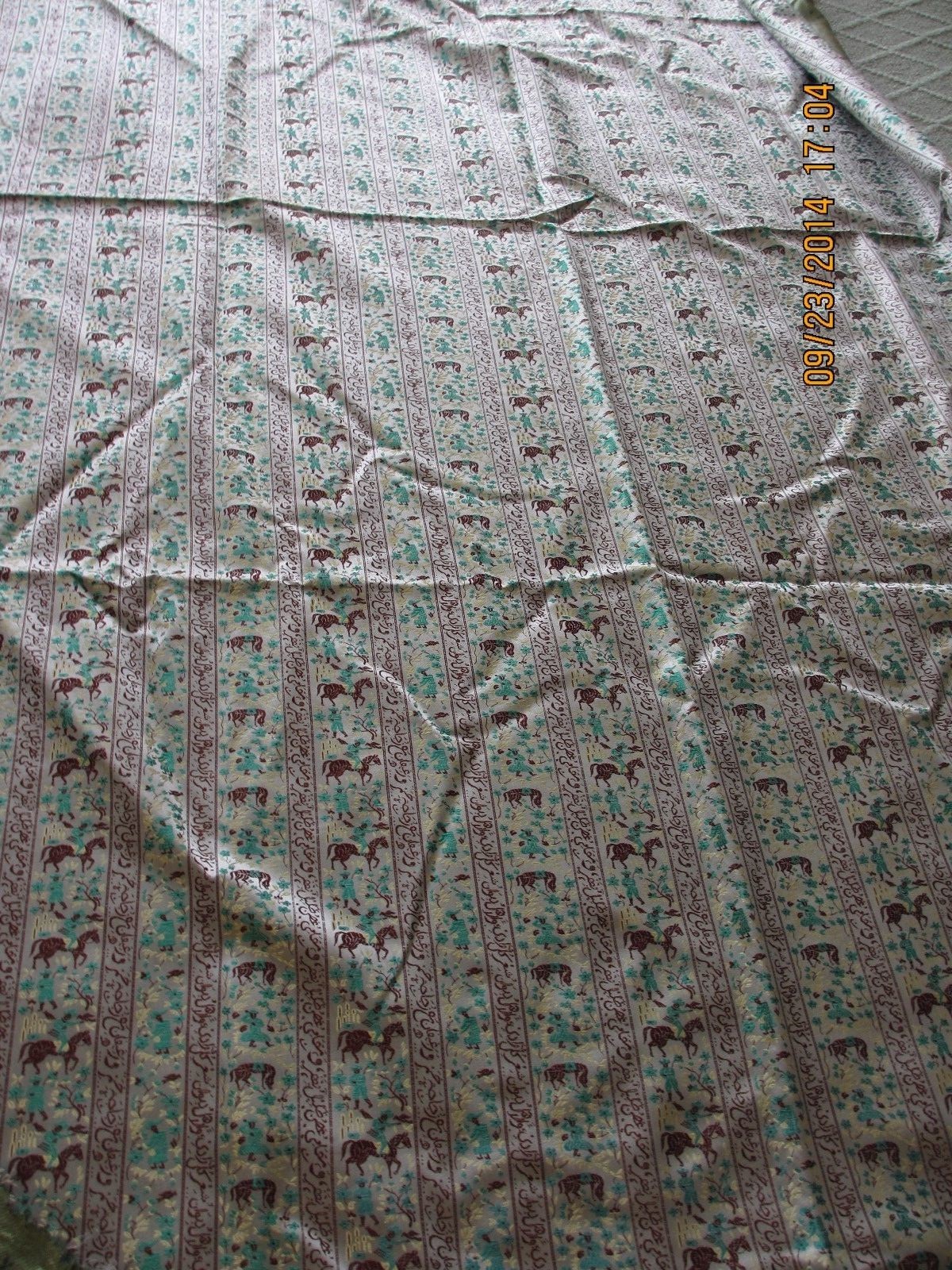 VTG. SILK FABRIC MIDDLE EASTERN PRINT ARABIC TEXT 1950'S? LOVELY 39