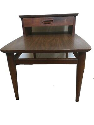 Mid Century Modern Two Tier End Table With Drawer - melalpa
