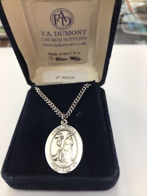 bliss Sterling Silver Saint Rocco Medal Pendant W/24  Metal Chain