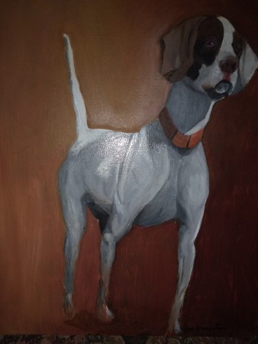 OIL PAINTING ON CANVAS,BREEZE, GREAT ENGLISH POINTER