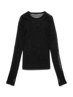 

HELMUT LANG Женский черный ребристый топ с круглым вырезом и манжетами с длинными рукавами