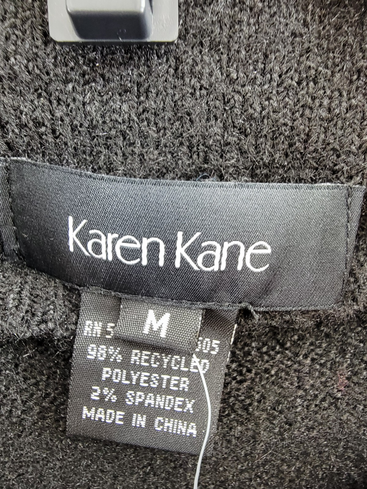 Karen Kane Ribbed Trim Mock Turtleneck Sweater Women's M Black Solid Pullover - Picture 9 of 18