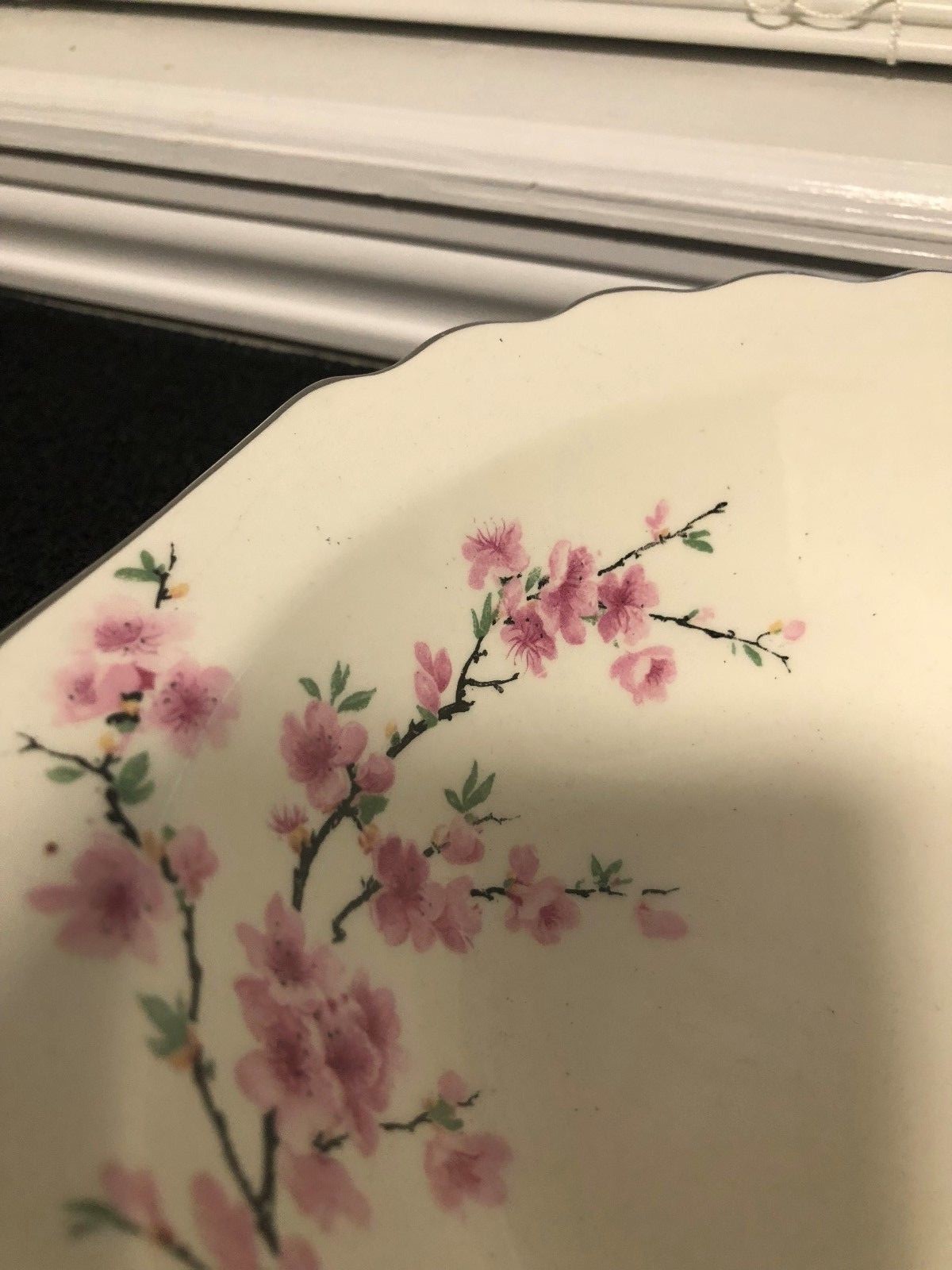 W S George White Lido Peach Blossom Platinum vegetable bowl pre-owned