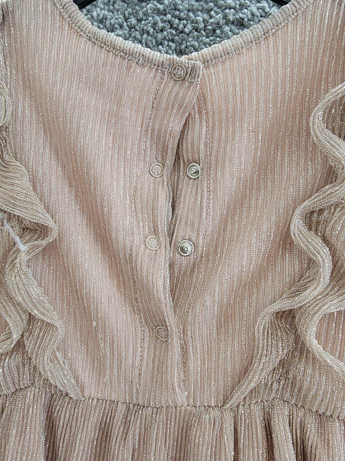 Splendid Glitzy Pleated Tulle Dress Little Girls 2T Champagne Snap Closure - Picture 13 of 17