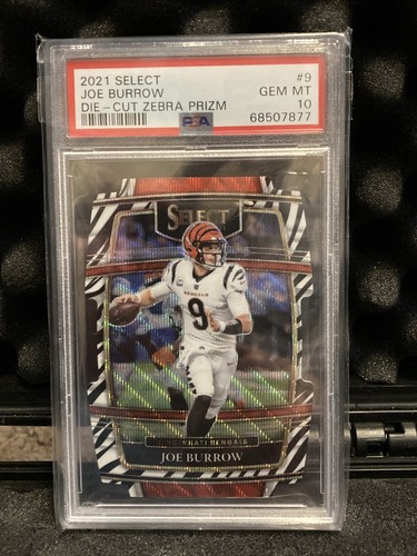 2021 Joe Burrow select die cut zebra PSA 10 Low Pop | eBay