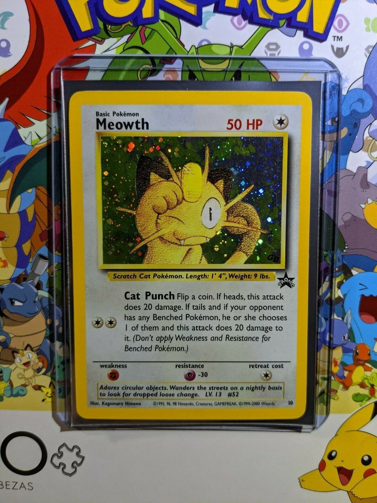 Meowth Promo 10 - Black Star GB Game Boy Stamped - Holo Rare Meowth Promo 10 - Black Star GB Game Boy Stamped - Holo Rare