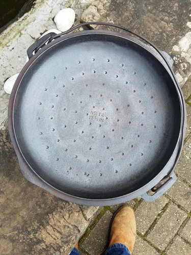 Big! No 12 Made In USA Vintage Cast Iron Dutch Oven Kettle Pot 13