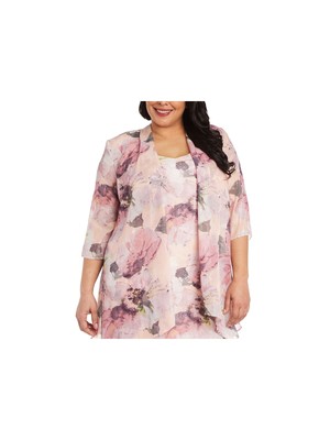 

Женская куртка R-M RICHARDS с розовым цветочным принтом и рукавами 3/4 Plus, Розовый, 7738W