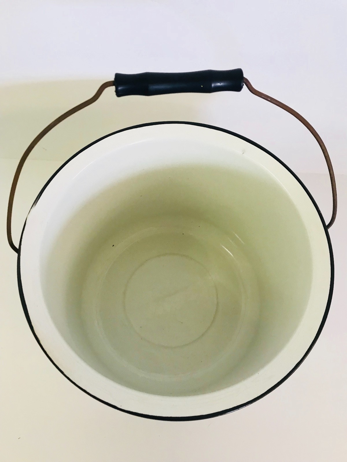 Vintage White & Black Enamelware Pot 8