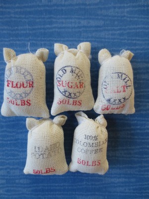 50# bulk food ingredient sacks -5pc lot 1/12 sugar flour et