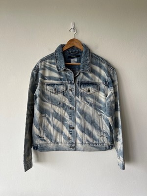 new Ksubi womens oversized jacket top shirt s 8 small blue bleached strokes