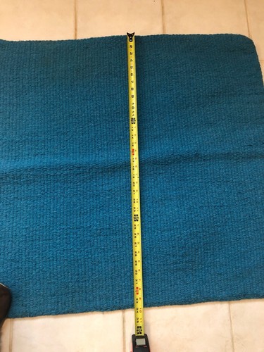 Hand Loom Hand Woven Wool Poly Teal Blue Western Saddle Blanket 34” X 36” Preow