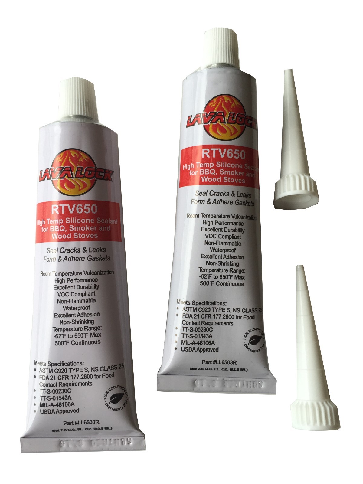 2 PACK LavaLock® BBQ Sealer Hi Temp RTV 650 Smoker Grade Adhesive Red Food Safe