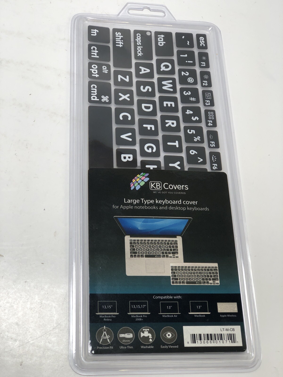 Large Type Black Button Keyboard Cover MacBook Pro / Air & W