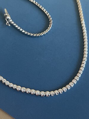 Diamond Necklace Tennis 0.65ct 9ct white Gold Graduated Chocker 10g Claw Set