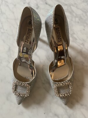 Badgely Mischka Glitter Fabia Silver Heels Size 9